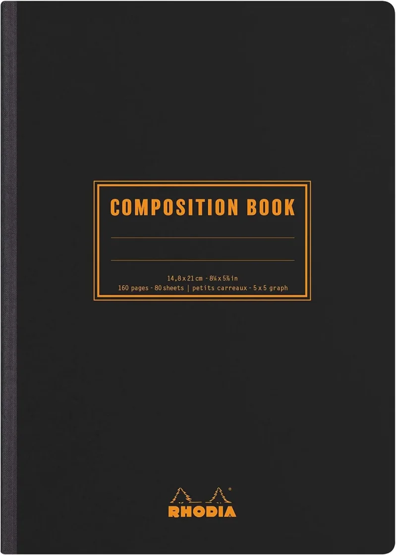 Rhodia Composition Book A5, 80 Blatt kariert - Schwarz