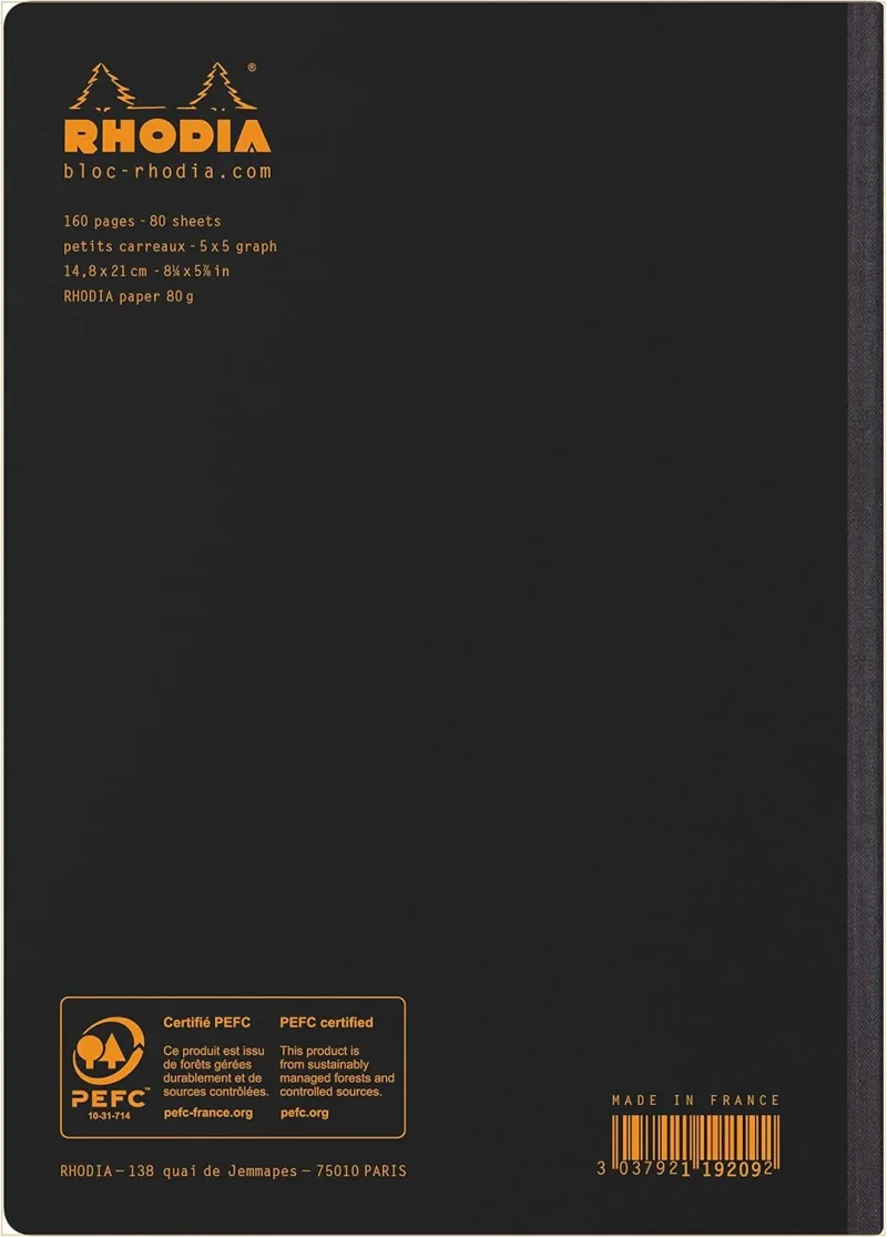 Rhodia Composition Book A5, 80 Blatt kariert - Schwarz