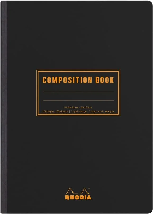 Rhodia Composition Book A5, 80 Blatt liniert mit Rand - Schwarz