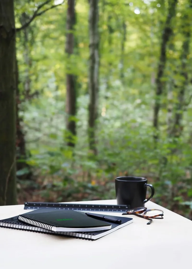 Rhodiactive Greenbook Doppelspiralbuch A5+, 16x21cm 80 Blatt kariert mit Kopfleiste - aus Recycling-PP