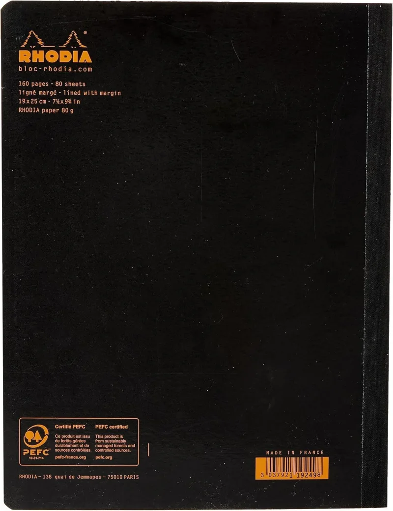 Rhodia Composition Book B5, 80 Blatt liniert mit Rand - Schwarz
