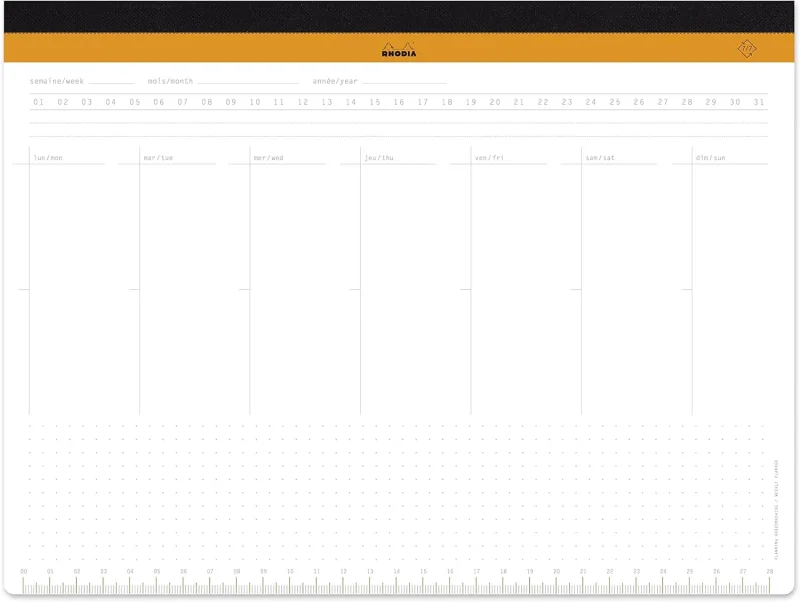 Rhodia undatierte Schreibunterlage mit Wochenplaner A4+