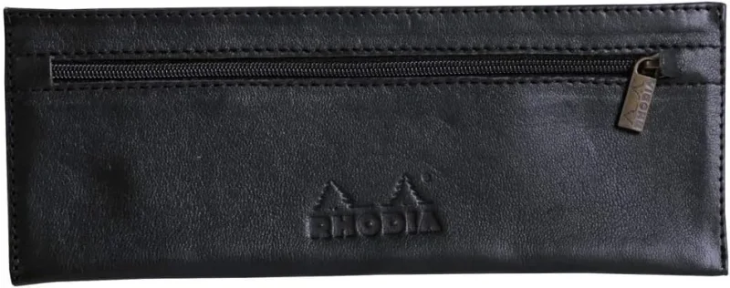 Flaches Schlampermäppchen Rhodia, Echtleder ePure, 22x8,5cm - Schwarz