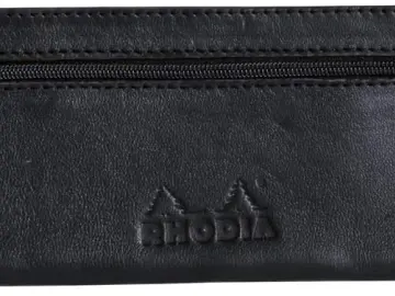 Flaches Schlampermäppchen Rhodia, Echtleder ePure, 22x8,5cm - Schwarz