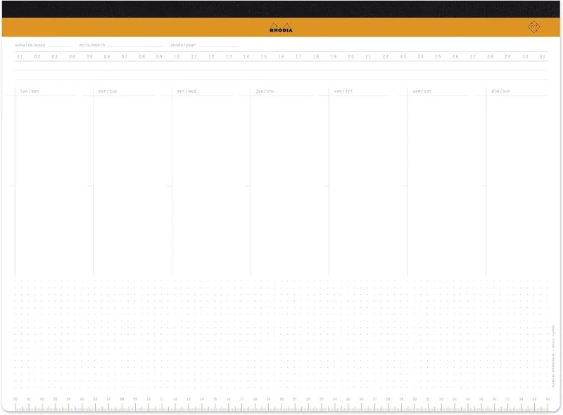 Rhodia undatierte Schreibunterlage mit Wochenplaner A3+
