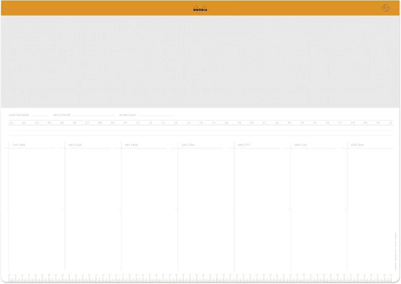 Rhodia undatierte Schreibunterlage mit Wochenplaner A2