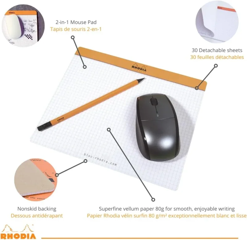 Rhodia Mousepadblock, 19x23cm, 30 Blätter kariert