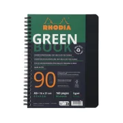 Rhodiactive Greenbook Doppelspiralbuch A5+, 16x21cm, 80 Blatt liniert mit Kopfleiste - aus Recycling-PP