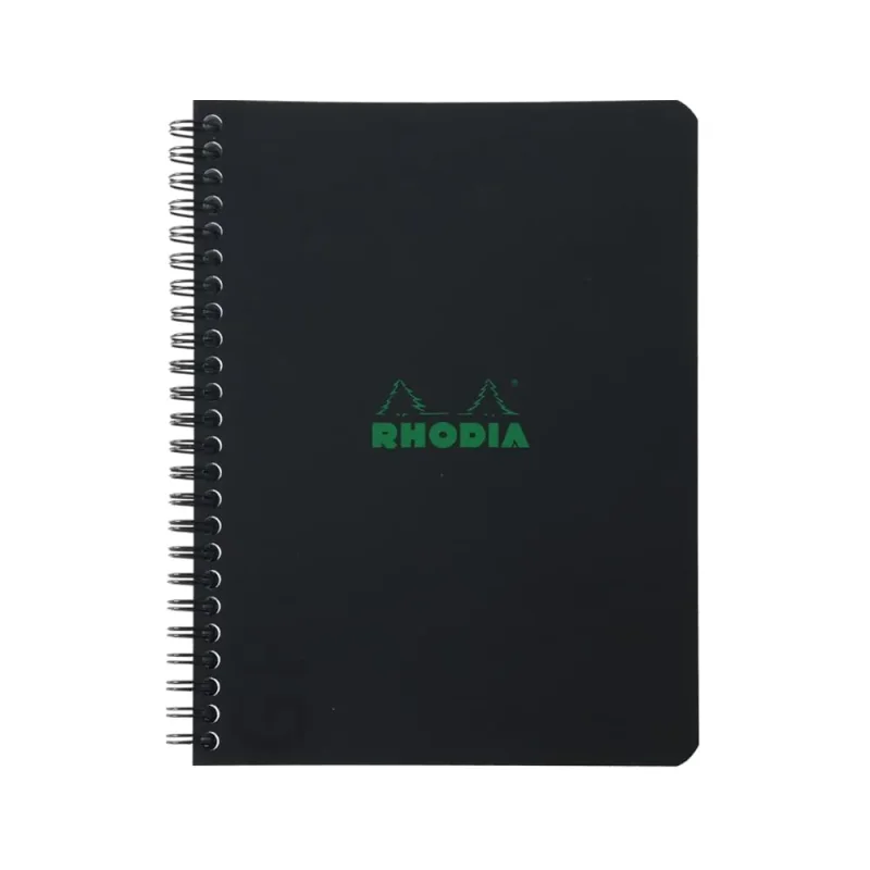 Rhodiactive Greenbook Doppelspiralbuch A5+, 16x21cm, 80 Blatt liniert mit Kopfleiste - aus Recycling-PP
