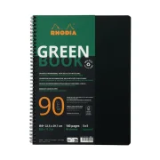 Rhodiactive Greenbook Doppelspiralbuch A4+, 22,5x29,7cm 80 Blatt kariert mit Kopfleiste - aus Recycling-PP