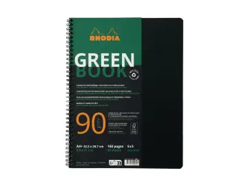 Rhodiactive Greenbook Doppelspiralbuch A4+, 22,5x29,7cm 80 Blatt kariert mit Kopfleiste - aus Recycling-PP