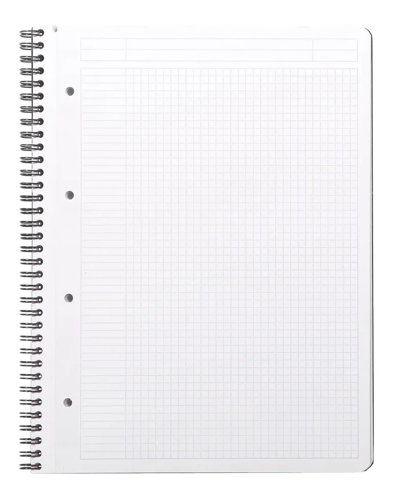 Rhodiactive Greenbook Doppelspiralbuch A4+, 22,5x29,7cm 80 Blatt kariert mit Kopfleiste - aus Recycling-PP