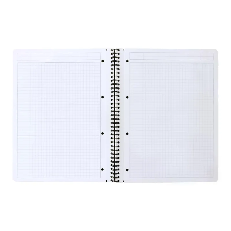 Rhodiactive Greenbook Doppelspiralbuch A4+, 22,5x29,7cm 80 Blatt kariert mit Kopfleiste - aus Recycling-PP