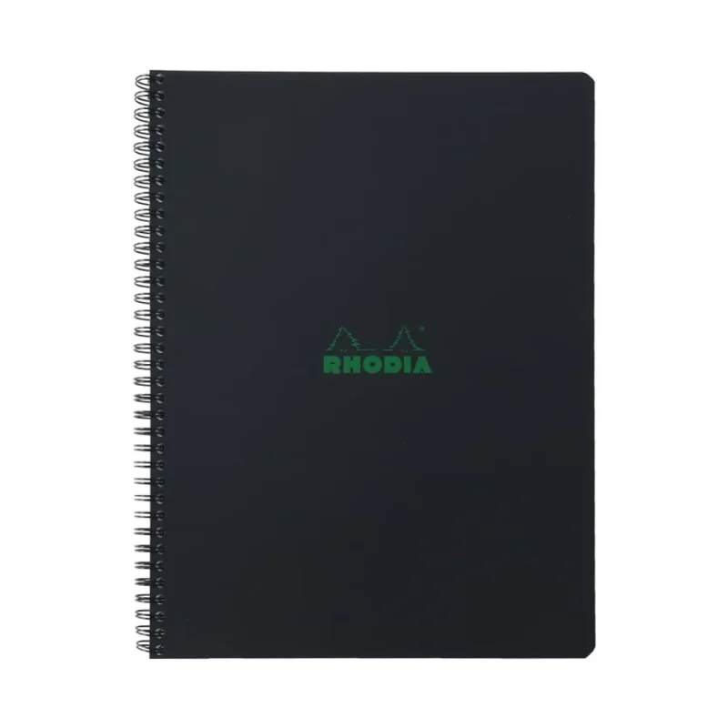 Rhodiactive Greenbook Doppelspiralbuch A4+, 22,5x29,7cm 80 Blatt liniert mit Kopfleiste - aus Recycling-PP